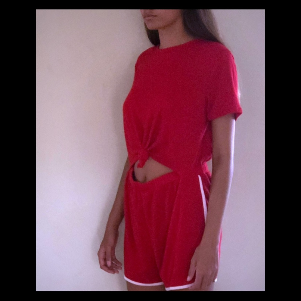 Medium - Red Short Sleeve Romper